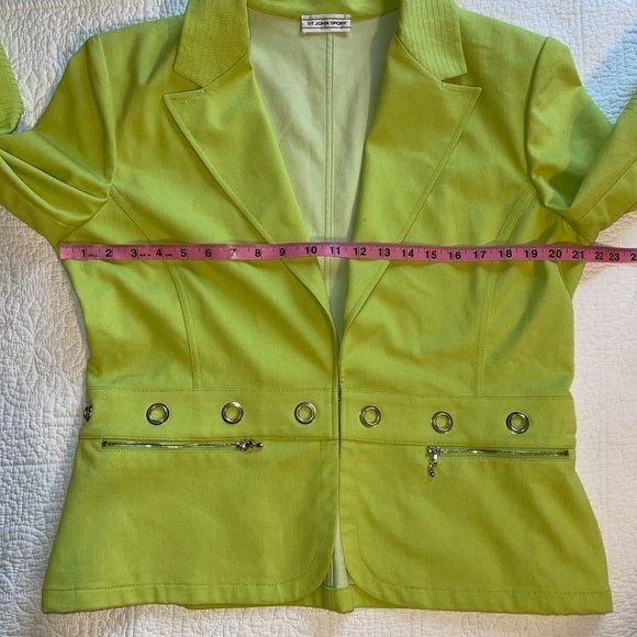 St John Sport Jacket Blazer Cardigan Neon Bright Green - Picture 4 of 8
